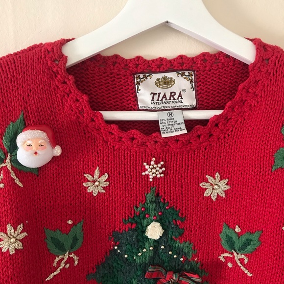 Vintage Ugly Christmas Sweater Red Knit Medium - Picture 3 of 6